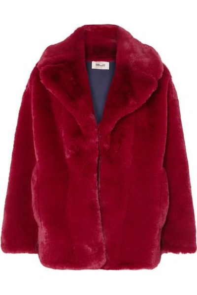 Diane Von Furstenberg Collared Faux-fur Jacket In Red
