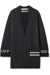 OFF-WHITE OVERSIZED INTARSIA WOOL-BLEND CARDIGAN