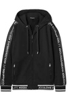 DOLCE & GABBANA Hooded intarsia-trimmed cotton-jersey track jacket