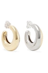 LEIGH MILLER TWO-TONE BUBBLE GOLD-TONE AND WHITE BRONZE HOOP EARRINGS