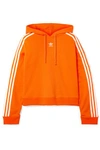 ADIDAS ORIGINALS CROPPED STRIPED COTTON-TERRY HOODIE