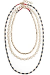 ROXANNE ASSOULIN SUIT UP SET OF THREE GOLD-TONE, ENAMEL AND FAUX PEARL NECKLACES