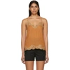 CHLOÉ CHLOE BROWN CREPE DE CHINE LACE CAMISOLE