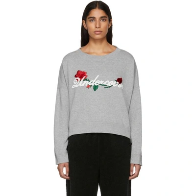 Undercover Embroidered Curved Hem Sweatshirt In Grey
