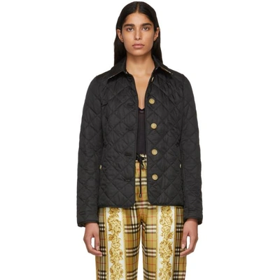 Burberry Check-print Quilted Jacket In Black