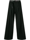 SANKUANZ SANKUANZ PLEATED WIDE-LEG TROUSERS - BLACK