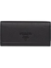 Prada Saffiano Leather Continental Wallet In Black