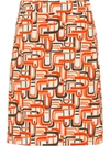 Prada U-print Wrap-style Cotton Skirt In Yellow