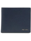 PRADA PRADA CONTRAST BI-FOLD WALLET - BLUE