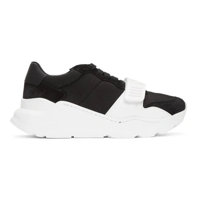 Burberry Regis Neoprene Low-top Sneakers With Exaggerated Sole In Black/optic White