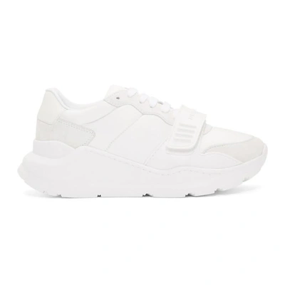 Burberry Suede, Neoprene And Leather Trainers In White