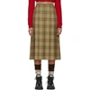 Gucci Belted Checked Wool Midi Skirt In Brown