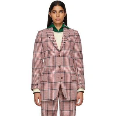 Gucci Houndstooth Check Blazer In Red