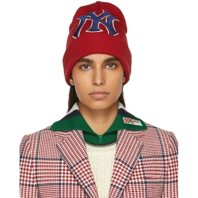 Gucci Wool Hat With Ny Yankees™ Patch In Red