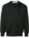 Comme Des Garçons Play Comme Des Garcons Play Men Hooded Zip Up Sweatshirt With Black Small Heart In Black