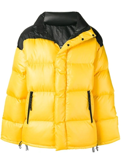 Ambush Reversible Color Block Down Jacket In Giallo