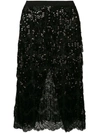 ALESSANDRA RICH SEQUIN EMBELLISHED LACE SKIRT