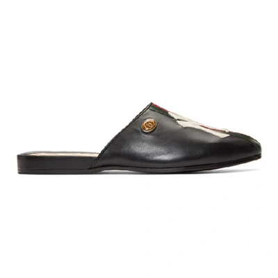 Gucci Leather Slipper With Ny Yankees&trade; Patch In Black