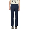GUCCI GUCCI NAVY TWILL TROUSERS