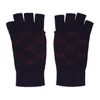 GUCCI GUCCI NAVY AND RED GG SUPREME FINGERLESS GLOVES