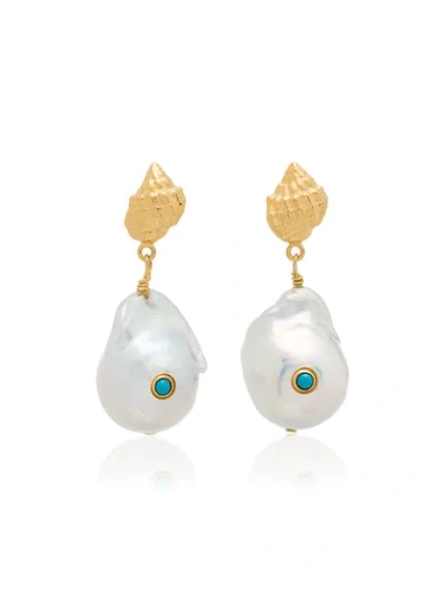 Anni Lu Baroque Shell Drop Earrings In Blue