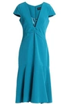 MILLY WOMAN KNOTTED CREPE DRESS TEAL,AU 4146401444452767