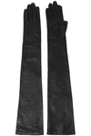 RICK OWENS WOMAN LONG LEATHER GLOVES BLACK,US 4230358016510704