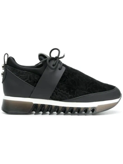 Alexander Smith Velvet Platform Sneakers - 黑色 In Black