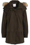 ASHLEY B. SHEARLING-TRIMMED COTTON HOODED JACKET,3074457345619062158