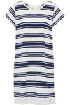 JOIE JOIE WOMAN NANAE FRINGE-TRIMMED STRIPED COTTON-JERSEY MINI DRESS WHITE,3074457345619529594