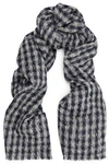 BRUNELLO CUCINELLI BRUNELLO CUCINELLI WOMAN GINGHAM ALPACA AND WOOL-BLEND SCARF GRAY,3074457345617536193