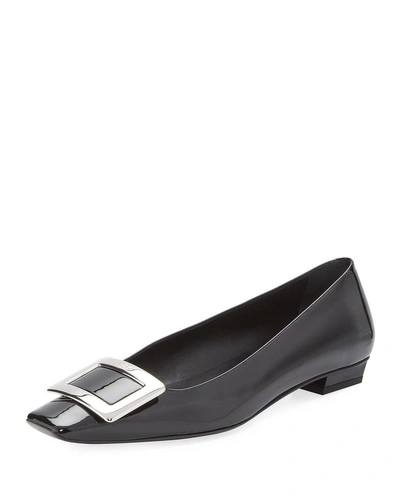 Roger Vivier Black Leather Ballet Flats