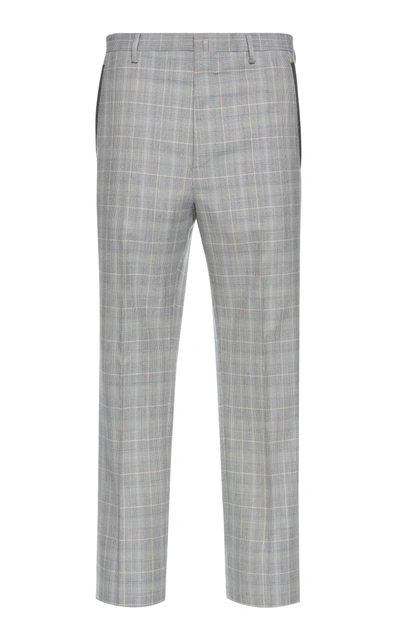 Lanvin Checked Wool-blend Pants In Grey