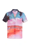 BALMAIN BEACH PRINT COTTON SHIRT,RH12279I011