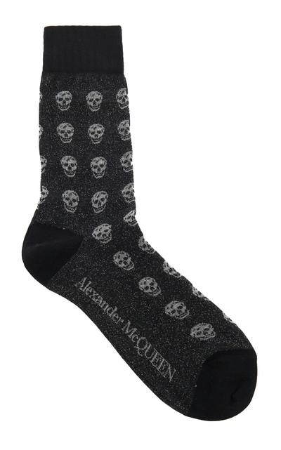 Alexander Mcqueen Skull-print Cotton-blend Socks In Black