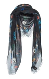 ALEXANDER MCQUEEN SKULL-PRINT SILK-CHIFFON SCARF,5509184Q060