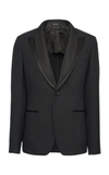 ALEXANDER MCQUEEN SATIN-TRIMMED SHAWL COLLAR TUXEDO JACKET,672291