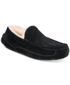 Ugg Ascot 1101110-blk Moccasin Mens Us 7 Black Suede Wool Slip On Slipper Dwa626 In Black