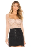 Bardot Farrah Lace & Mesh Bodysuit In Nude
