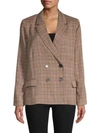 LUCCA COUTURE Blake Double-Breasted Plaid Blazer,0400099490133
