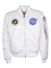 Alpha Industries Reversible Nasa Bomber Jacket In White