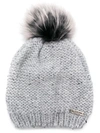 NORTON NORTON FUR POM POM BEANIE - GREY