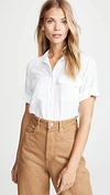 Equipment Short-sleeve Slim Signature Silk Blouse, Bright White In Bright White