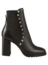 Valentino Rockstud Pebbled-leather Ankle Boots In No Nero