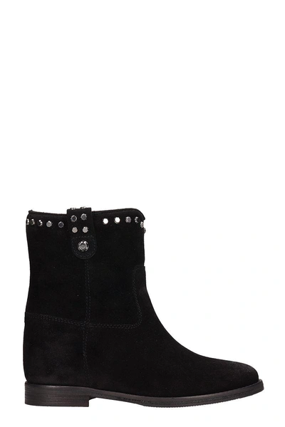 Julie Dee Black Suede Ankle Boots