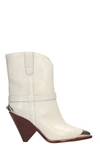 ISABEL MARANT WHITE LEATHER LAMSY ANKLE BOOTS,10726076