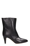 ISABEL MARANT BLACK LEATHER ANKLE BOOTS,10726069