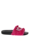 Dsquared2 20mm Logo Lapin Fur Slide Sandals In Fuxia