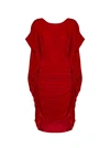 Paula Knorr Ruched Midi Dress In Rosso
