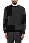 MAURO GRIFONI GRAY/BLACK PATCH WOOL PULLOVER,10725341